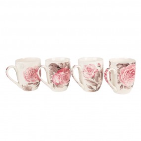 26CEMS0044 Mug set de 4 300 ml Rose Porcelaine Roses