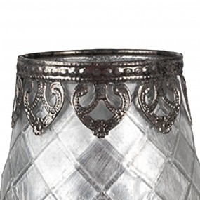 26GL4383 Tealight Holder Ø 9x11 cm Silver colored Glass Tea-light Holder