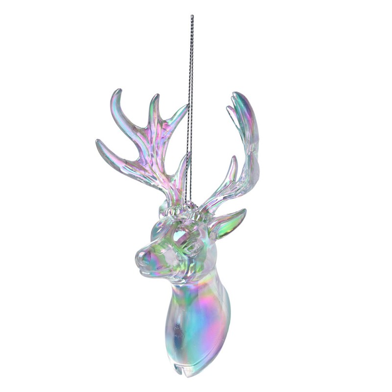 65602 Christmas Ornament Reindeer 14 cm Silver colored Plastic