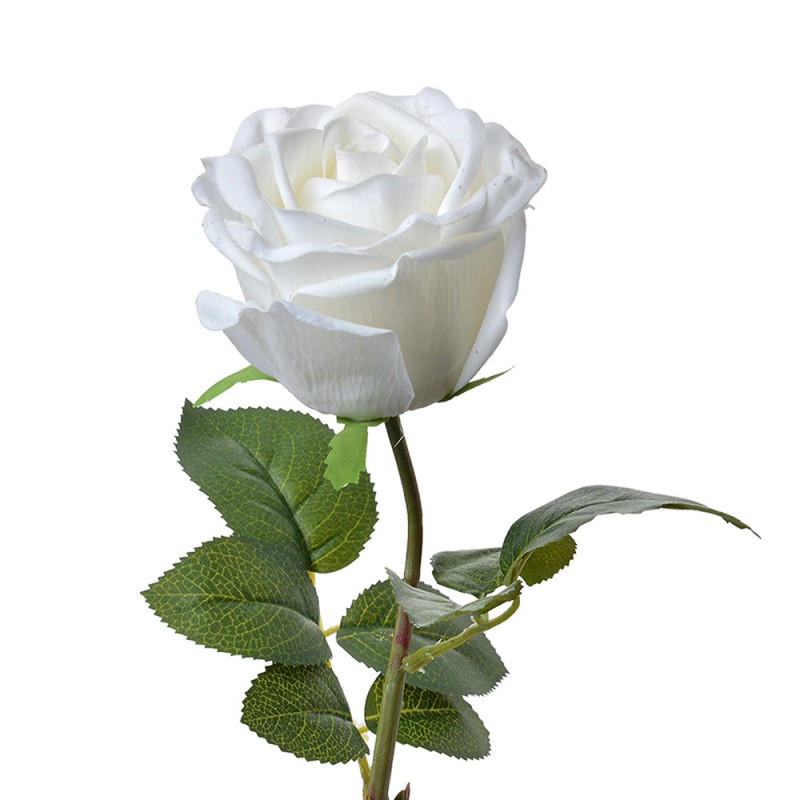 6PL0275 Artificial Flower Rose 44 cm White Plastic