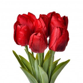 26PL0276 Fleur artificielle Tulipe 32 cm Rouge Plastique