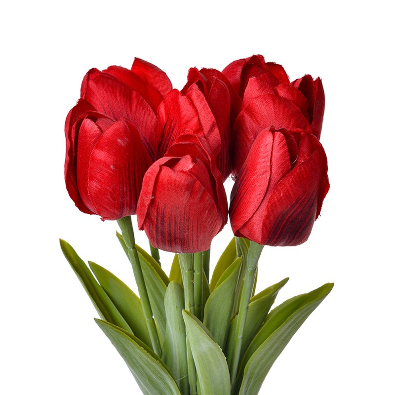 6PL0276 Fleur artificielle Tulipe 32 cm Rouge Plastique