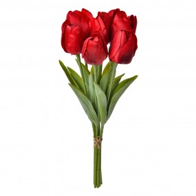 26PL0276 Fleur artificielle Tulipe 32 cm Rouge Plastique