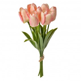 26PL0277 Artificial Flower Rose 32 cm White Pink Plastic