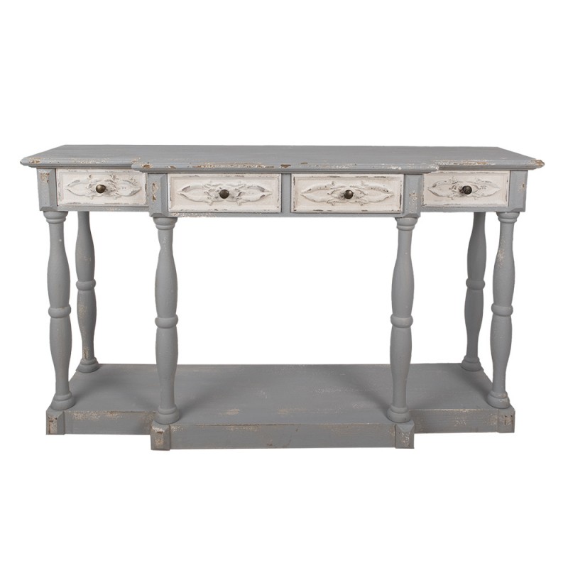 5H0461 Side Table 142x42x85 cm Grey Wood Rectangle Console Table