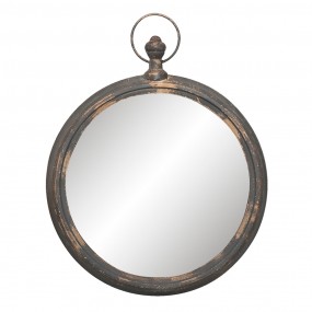 252S119 Mirror 62x78 cm Black Iron Round Large Mirror