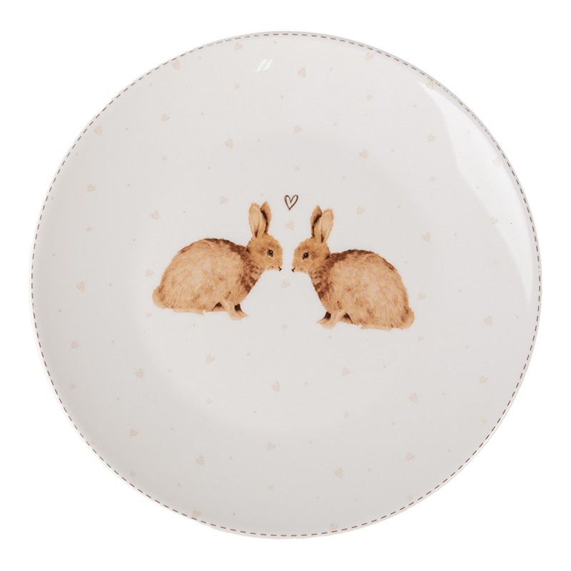 BSLCDP Breakfast Plate Ø 20 cm White Brown Porcelain Rabbits