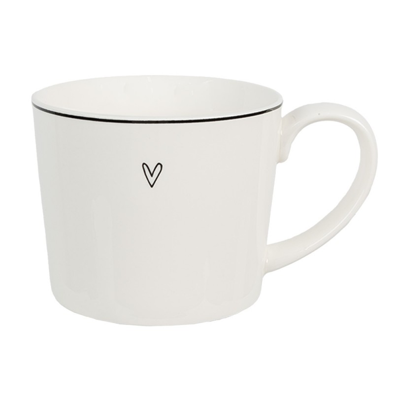 6CEMU0142 Mug 275 ml White Ceramic Heart Drinking Cup