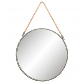 252S121 Mirror Ø 56 cm Grey Iron Round Large Mirror