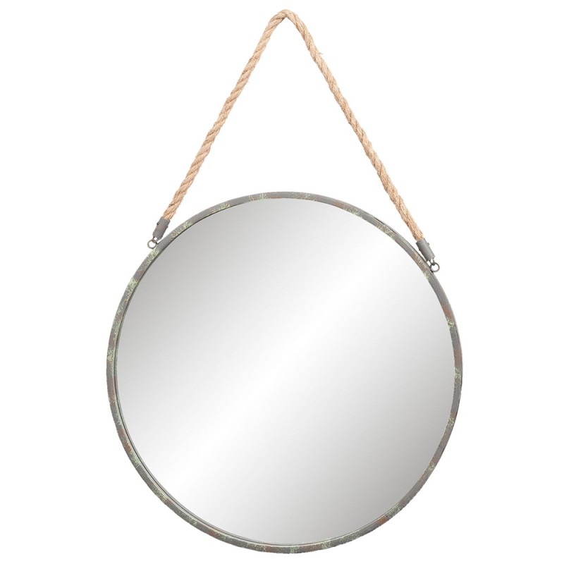 52S121 Mirror Ø 56 cm Grey Iron Round Large Mirror