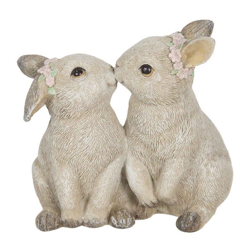 6PR2341 Figurine Rabbit 10x6x10 cm Beige Polyresin Rabbit Home Accessories