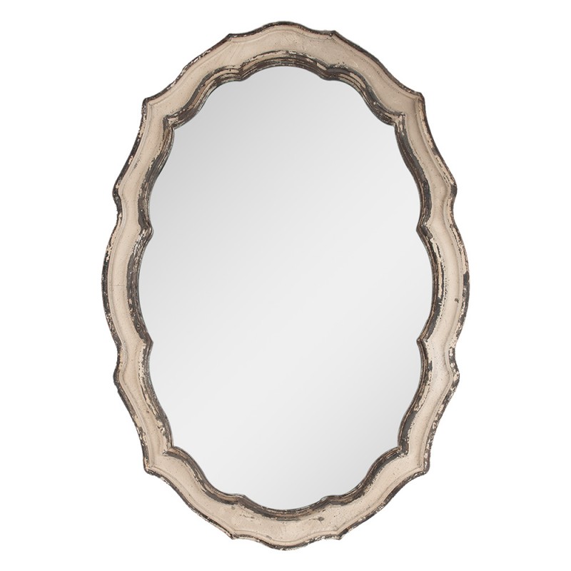 52S303 Mirror 52x3x75 cm Beige Brown Wood Glass Wall Mirror
