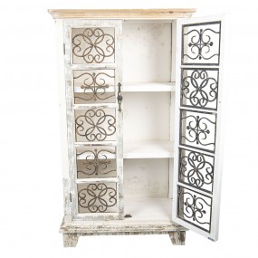 25H0401 Cabinet 74x37x131 cm White Wood Iron Rectangle Storage Cabinet
