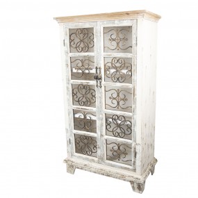 25H0401 Cabinet 74x37x131 cm White Wood Iron Rectangle Storage Cabinet