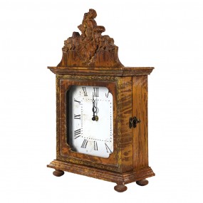 26KL0747 Table Clock 27x12x44 cm Brown Wood Glass Rectangle Indoor Table Clock