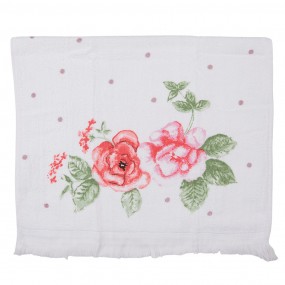 2CT025 Guest Towel 40x66 cm White Pink Cotton Flowers Rectangle Toilet Towel