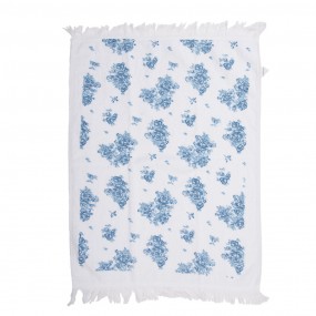 2CTBRB Guest Towel 40x66 cm White Blue Cotton Roses Rectangle Toilet Towel