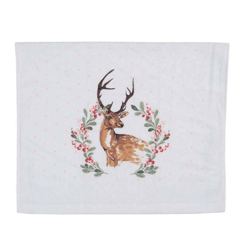CTDCH Guest Towel 40x66 cm White Brown Cotton Deer Rectangle Toilet Towel