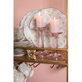 2TWFFP Dinerbord  Ø 26 cm Wit Roze Porselein Bloemen Rond Eetbord