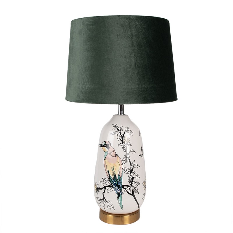 6LMC0039 Tafellamp  Ø 28x50 cm  Wit Groen Kunststof Vogel Bureaulamp