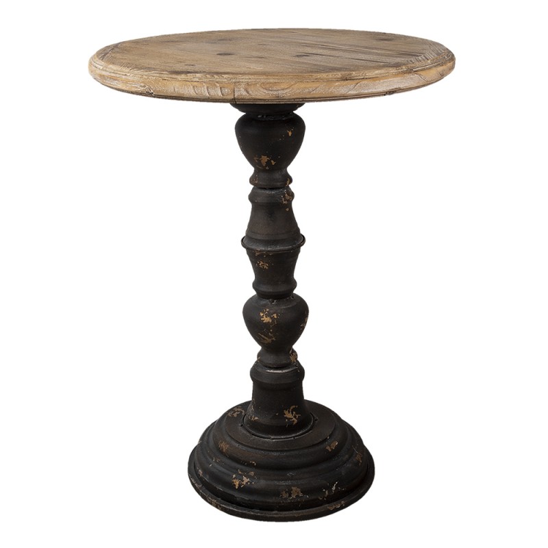 50504 Table d'appoint Ø 57x75 cm Marron Bois Fer Rond