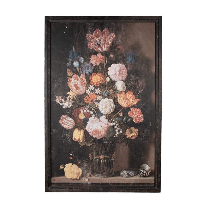 50767 Painting 80x2x120 cm Black Canvas Flowers Wall Decor