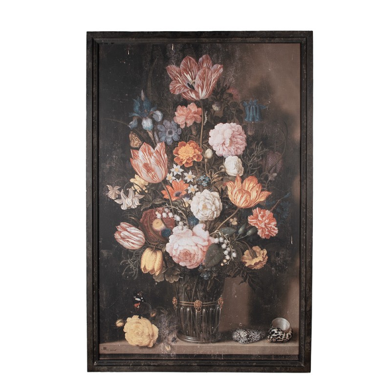 50767 Schilderij  80x2x120 cm Zwart Canvas Bloemen Wanddecoratie