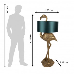 25LMC0021 Floor Lamp Flamingo 55x40x142 cm  Gold colored Green Polyresin Standing Lamp