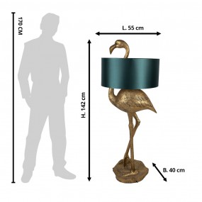 25LMC0021 Lampada da terra Fenicottero 55x40x142 cm  Color oro Verde Poliresina Lampada da terra