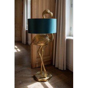 25LMC0021 Lampadaire Flamant rose 55x40x142 cm  Couleur or Vert Polyrésine Lampe sur pied