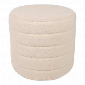 265170 Hocker Set van 2  Ø 50x45 / Ø 40x40  cm Beige Hout Textiel Rond Voetenbankje