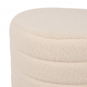 265170 Hocker Set van 2  Ø 50x45 / Ø 40x40  cm Beige Hout Textiel Rond Voetenbankje