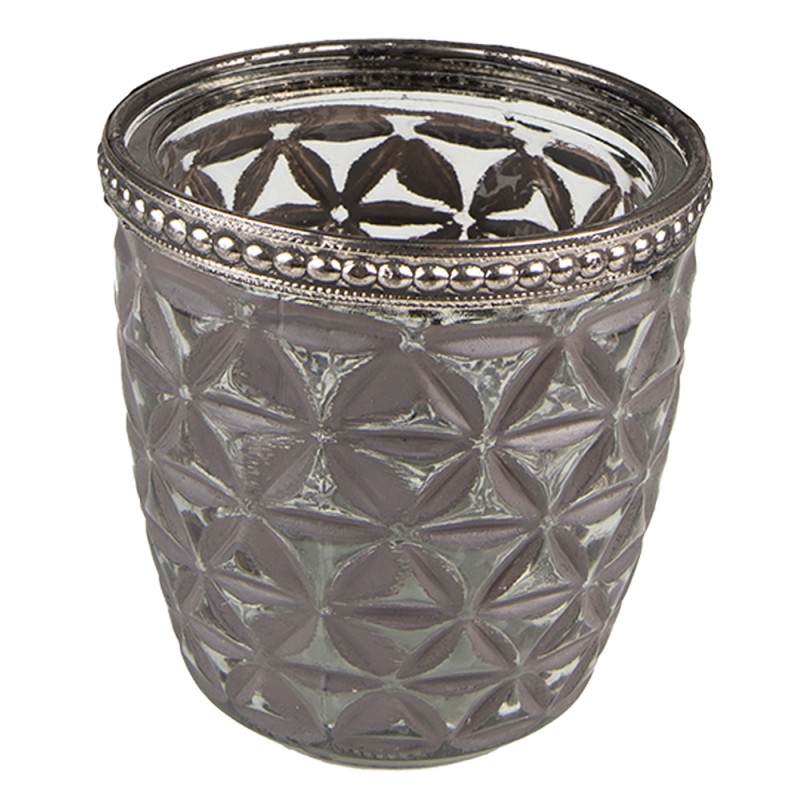 6GL3965 Porte-bougie Ø 7x7 cm Gris Verre Métal Porte-bougies