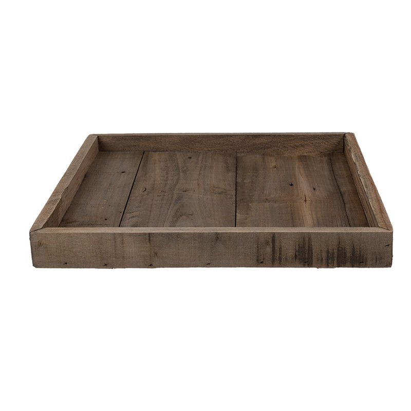 6H2381 Decorative Serving Tray 38x38x4 cm Brown Wood Square