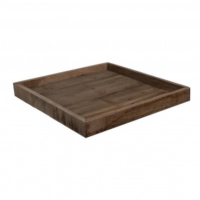 26H2381 Decorative Serving Tray 38x38x4 cm Brown Wood Square