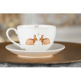 2BSLCKS Cup and Saucer 250 ml White Brown Porcelain