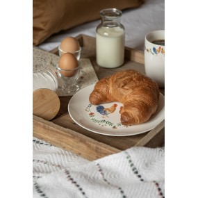 2CARYDP Assiette de petit déjeuner Ø 20 cm Blanc Céramique Coq Assiette