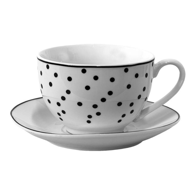 SDKS Tasse et soucoupe 238 ml Blanc Noir Porcelaine Vaisselle