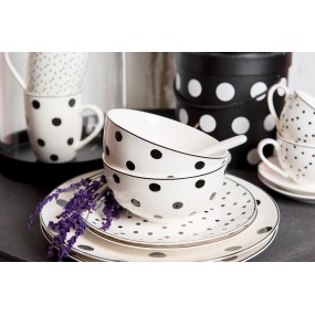 2SDKS Tasse et soucoupe 238 ml Blanc Noir Porcelaine Vaisselle