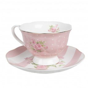 2SWRKS Cup and Saucer 200 ml Pink White Porcelain Roses