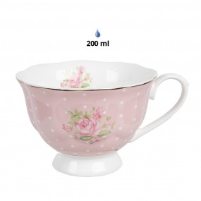 2SWRKS Cup and Saucer 200 ml Pink White Porcelain Roses