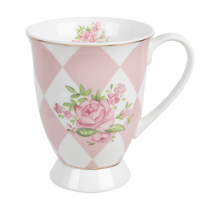 SWRMU-1 Mug 300 ml Pink White Porcelain Roses Drinking Cup