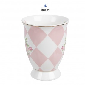 2SWRMU-1 Mug 300 ml Pink White Porcelain Roses Drinking Cup