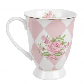 2SWRMU-1 Mug 300 ml Pink White Porcelain Roses Drinking Cup