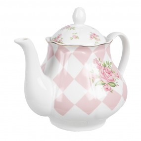 2SWRTE Théière 1000 ml Rose Blanc Porcelaine Roses
