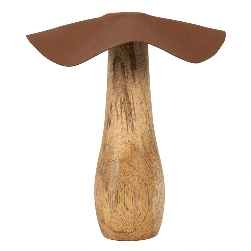 6H2387L Décoration Champignon Ø 16x15 cm Marron Bois Fer