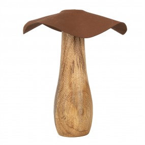 26H2387L Décoration Champignon Ø 16x15 cm Marron Bois Fer