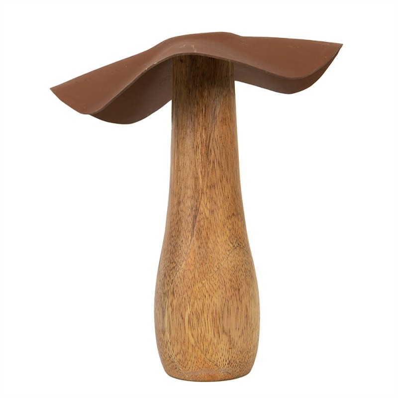 6H2387M Décoration Champignon Ø 13x16 cm Marron Bois Fer