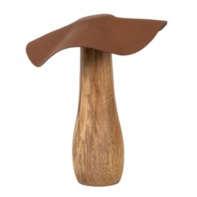 26H2387M Décoration Champignon Ø 13x16 cm Marron Bois Fer