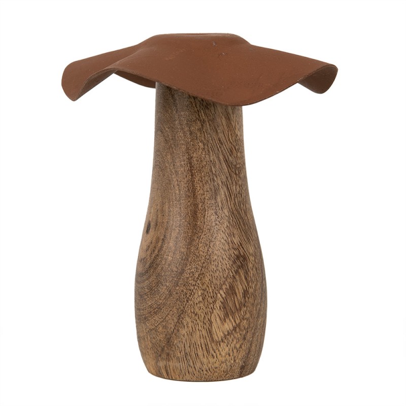 6H2387S Decoration Mushroom Ø 9x10 cm Brown Wood Iron